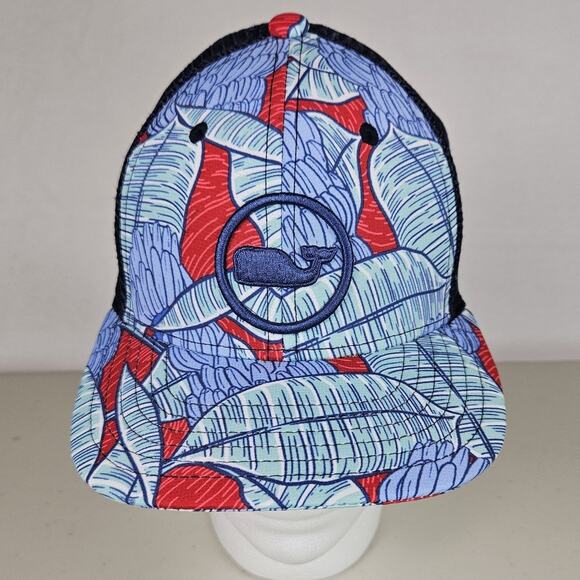 Vineyard Vines Banana Leaf Whale Dot Trucker Hat Youth Child Mesh Cap Vacation - Picture 1 of 11